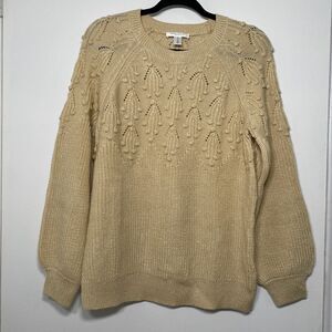 MOTHERHOOD MATERNITY Embroidered Detail Maternity Crew Neck Sweater, Size S